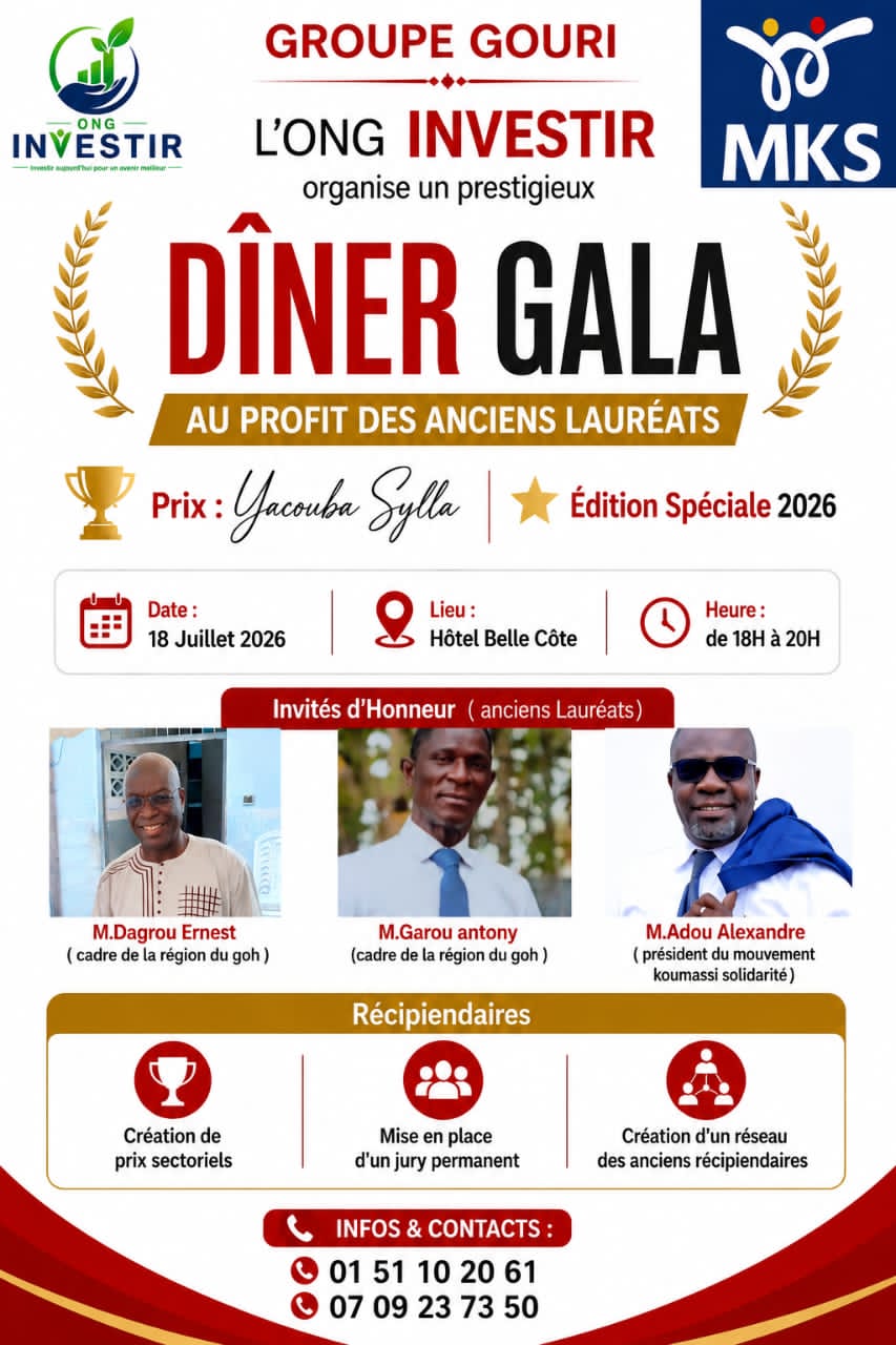 Dîner Gala au profit des anciens Lauréats du Prix Yacouba Sylla Edition Spéciale 2026